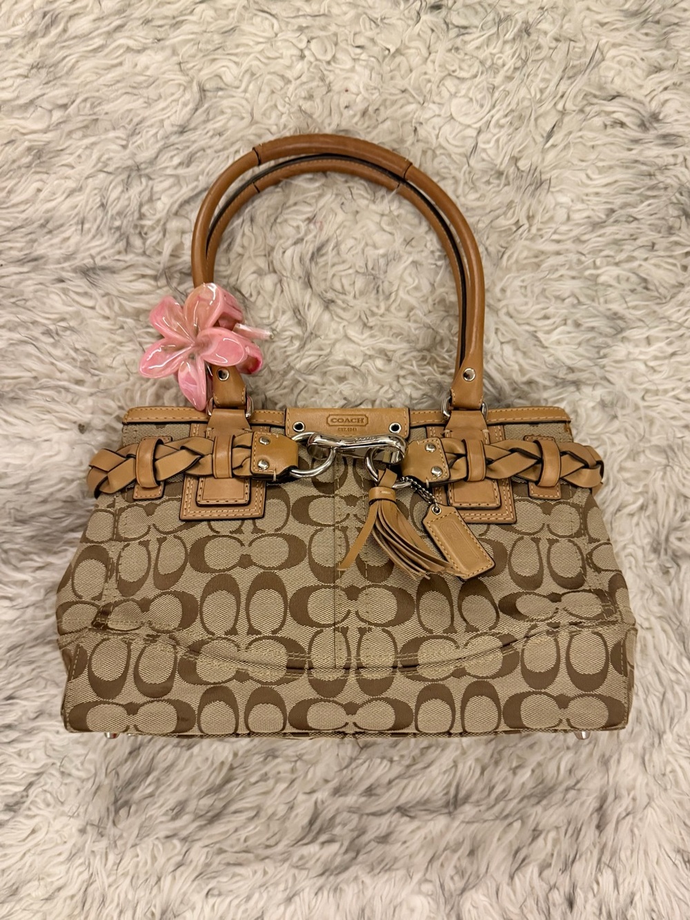 Coach Hampton Braided Signature Carryall - Khaki